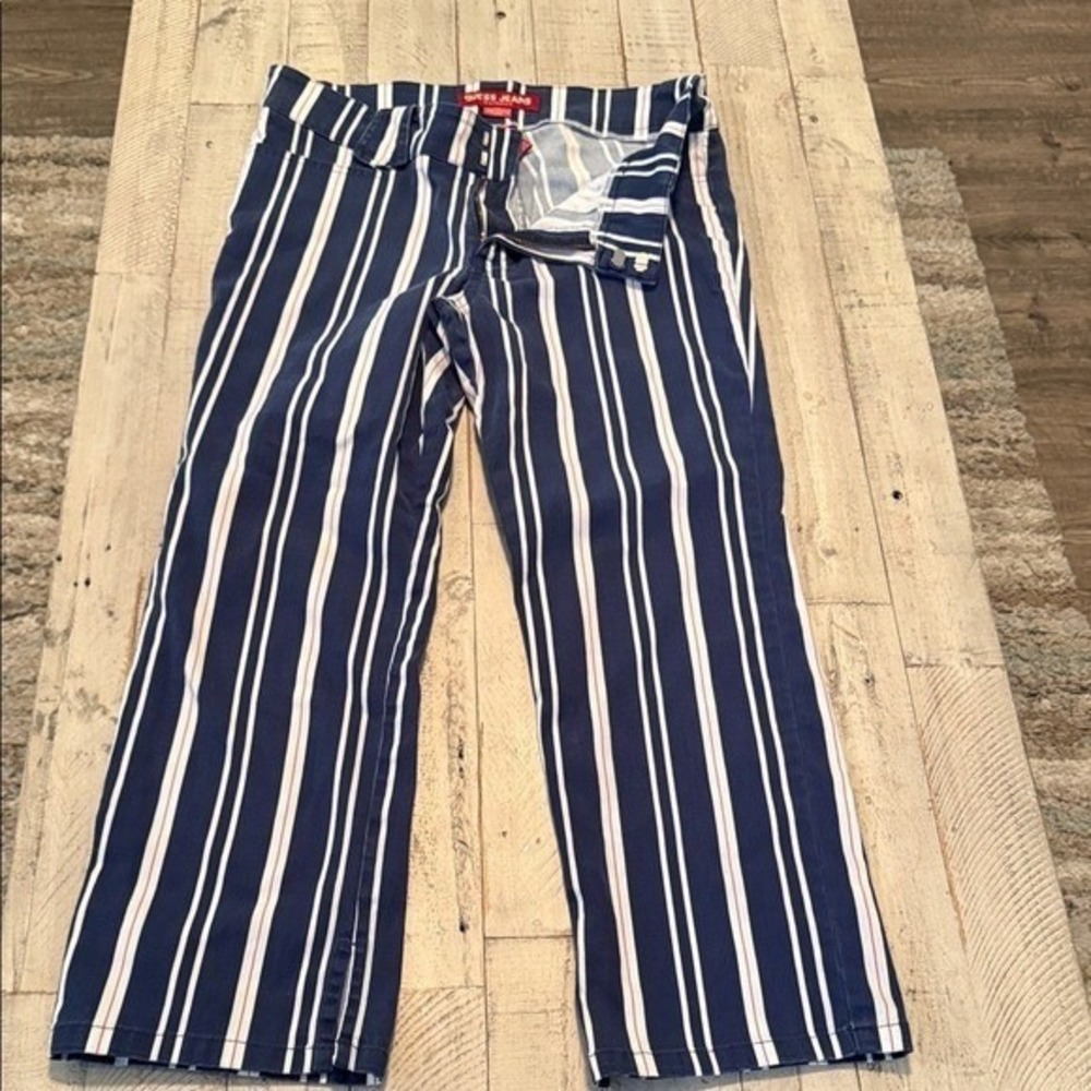 Guess Navy/Red/White Striped Pants Retro Bold Size‎ 30